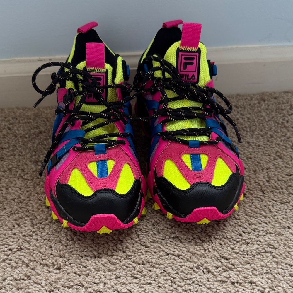 FILA Kids Neon Pink, Yellow & Blue Trail Sneakers